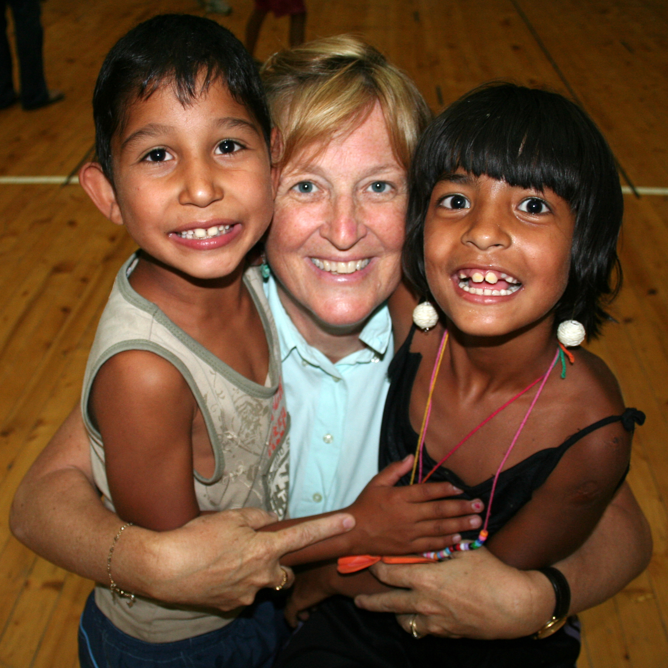 Becky with pink kids